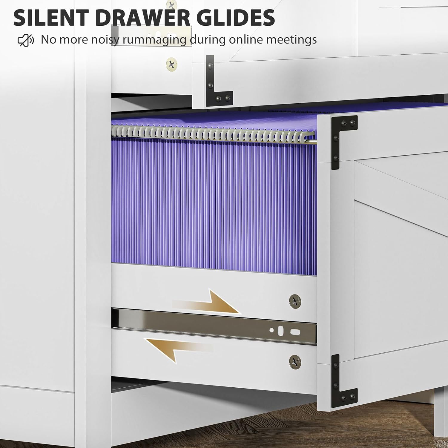 4 Drawer File Cabinet, Farmhouse Lateral Filing Cabinet with Adjustable Hanging Rails for Letter/A4/Legal Size Files