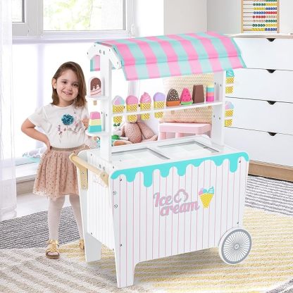 Wooden Grocery Store Playset w/12 Pieces Play Accessories