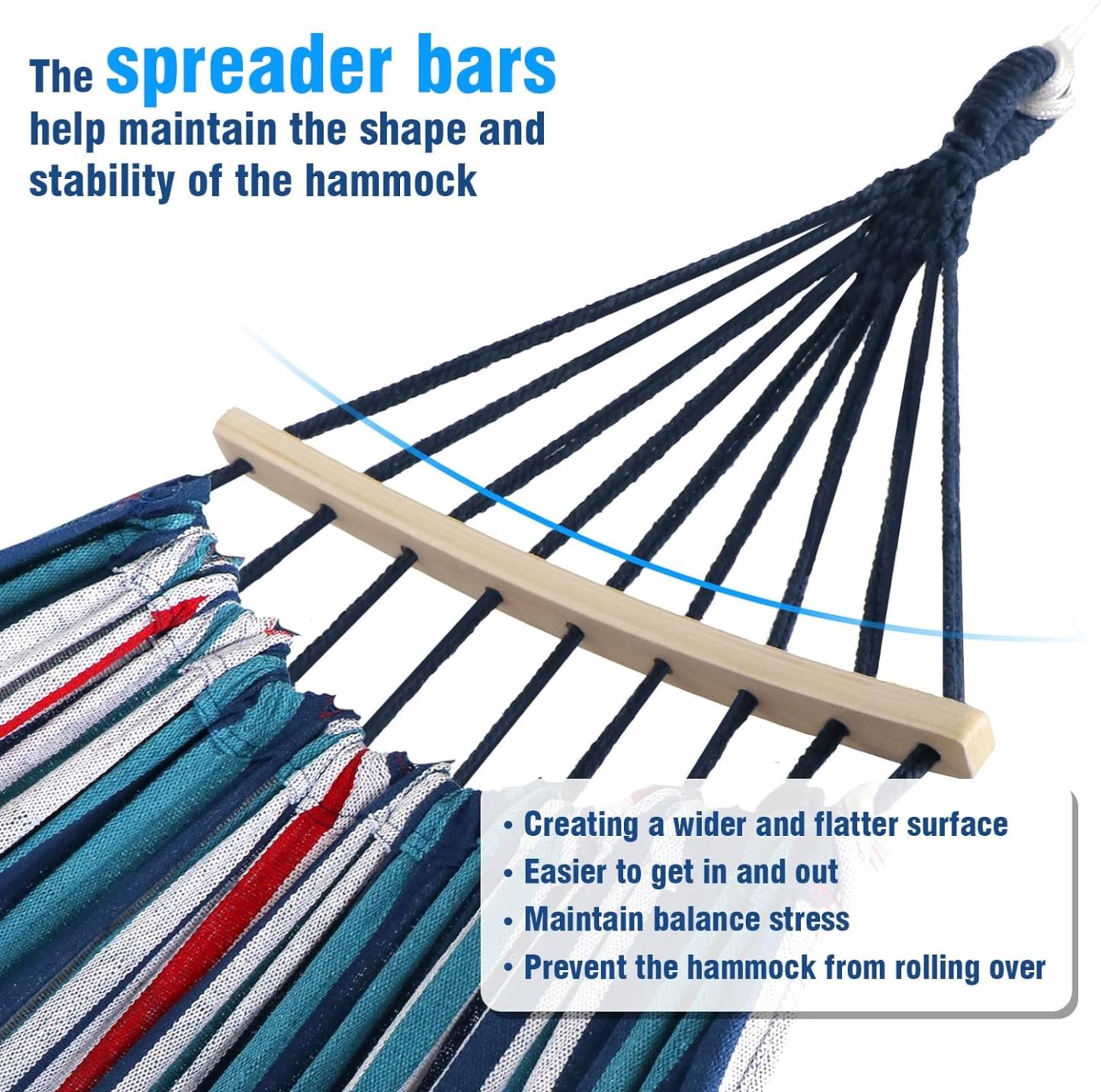 Garden Cotton Hammock Comfortable Fabric Hammock with Spreader Bar Durable Hammock Up to 450lbs Portable Lightweight Hammock with Travel Bag,Perfect for Camping Outdoor/Indoor Patio Backyard