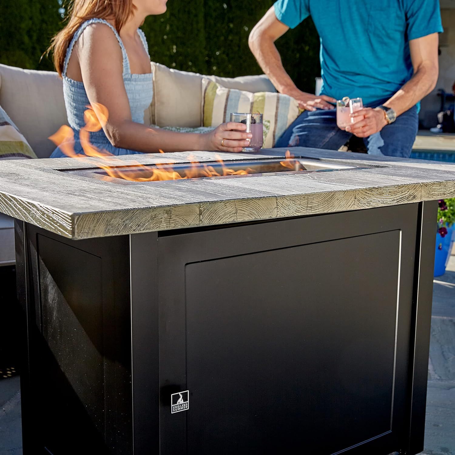 Gray 40x28” Rectangular Gas Fire Table