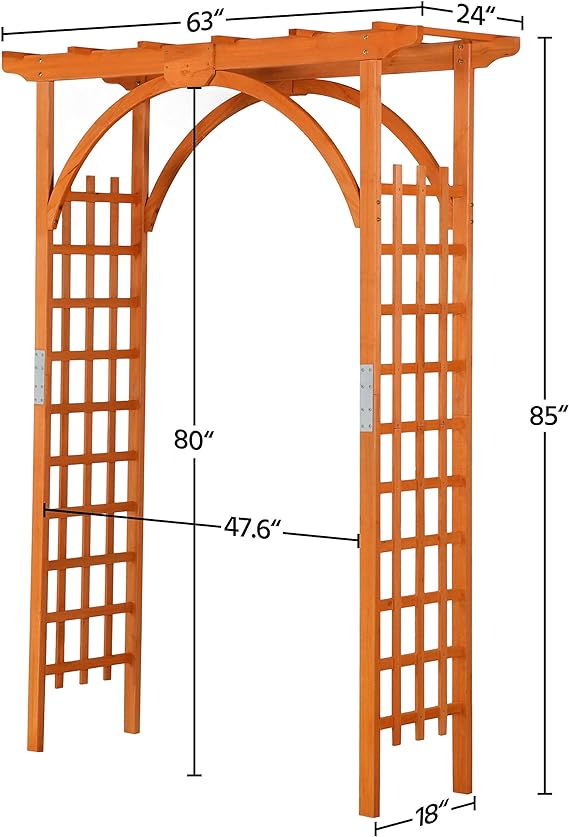 85in Wooden Garden Trellis Horticulture Garden Arch Arbor for Climbing Planting Plant Stand in Garden Yard Outdoor, Brown