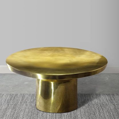 31-Inch Modern Classic Round Metal Coffee Table with Pedestal Base
