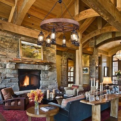 Western Wagon Wheel Chandelier with Antique Rustic Lanterns, Farmhouse Chandeliers for Dining Room