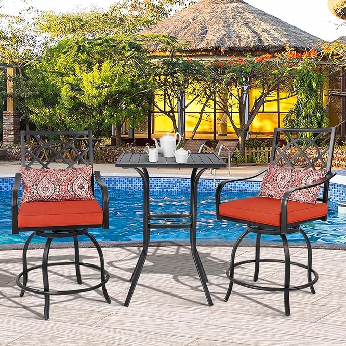 Outdoor Bar Height Bistro Table with Umbrella Hole