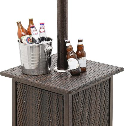 48000 BTU Propane Patio Heater with Stainless Steel Burner Outdoor Patio Heater for Commercial Use, Residential, Garden, Backyard, Porch, Deck, Balcony (Brown)