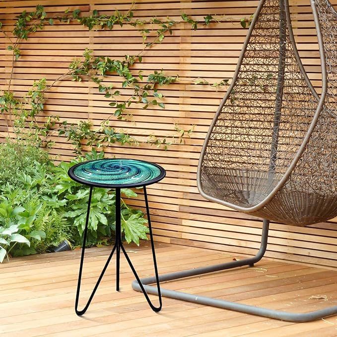 Small Round End Table, Metal Side Table Outdoor