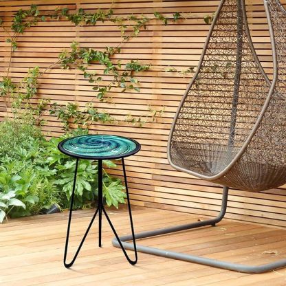 Small Round End Table, Metal Side Table Outdoor