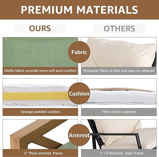 Rocking Bistro Set, 3 Piece Outdoor Patio Conversation Furniture Set with 2 Rockers and 1 Metal Coffee Table with Thick Cushions