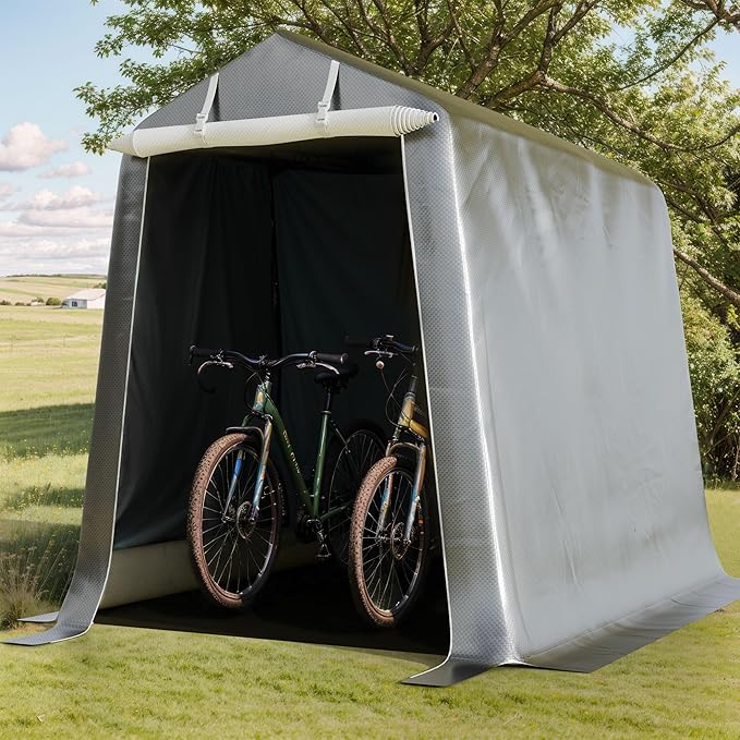 6x8ft Portable Shelter Shed, 7ft High Outdoor Storage with UV Resistant and Waterproof Tarp