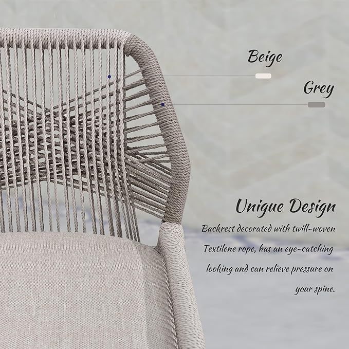 3 Pieces Patio Bar Set Modern Aluminum Table and Wicker Bar Chairs Set