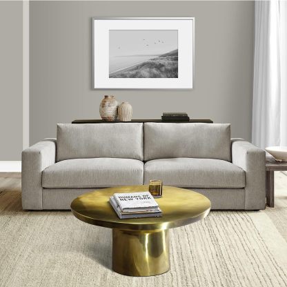 31-Inch Modern Classic Round Metal Coffee Table with Pedestal Base