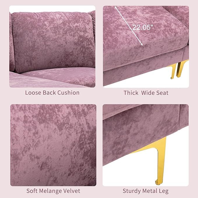 U-Shaped Sectional Sofa Couch, Modern Velvet L-Shaped Couch Set