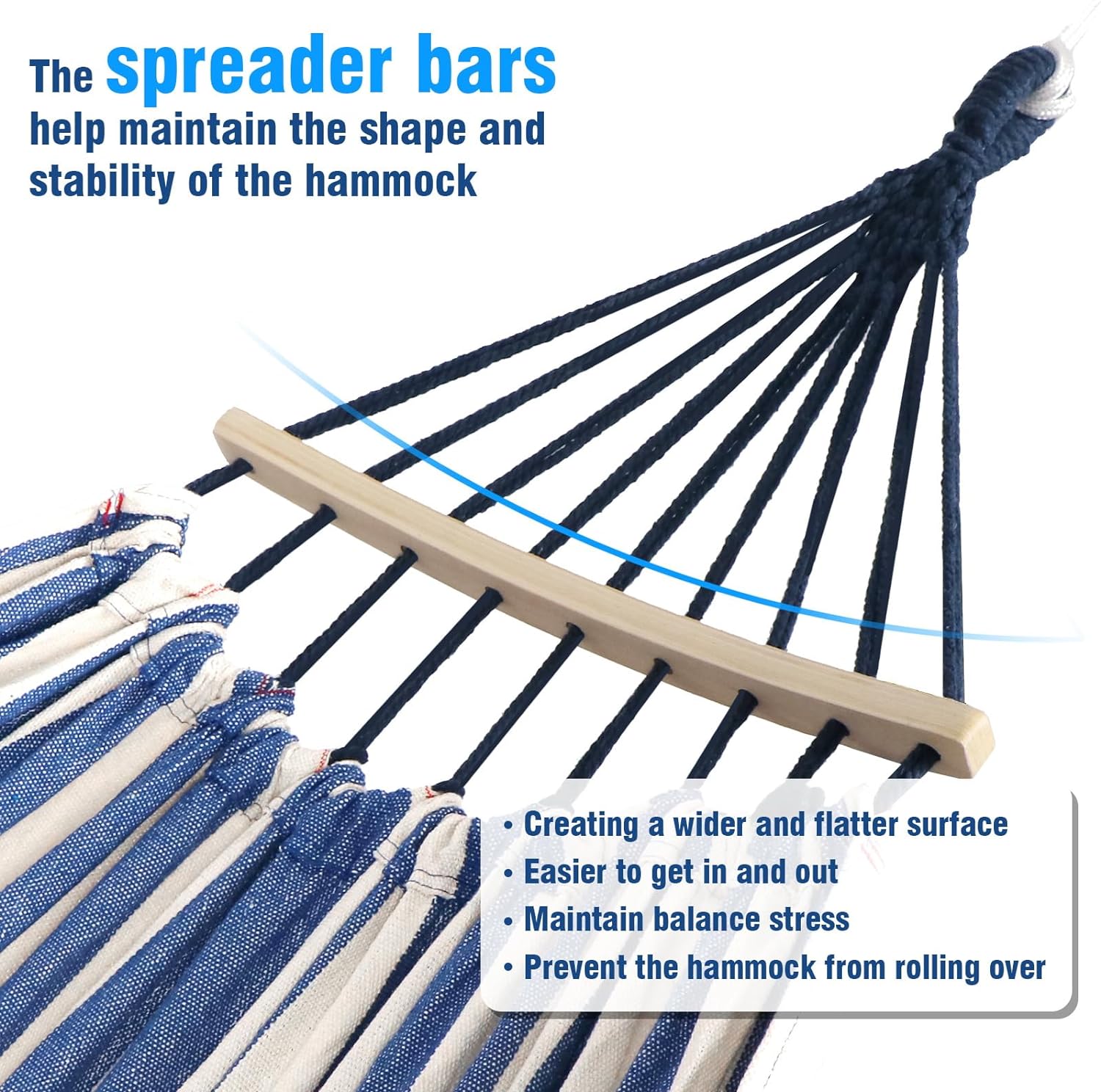 Garden Cotton Hammock Comfortable Fabric Hammock with Spreader Bar Durable Hammock Up to 450lbs Portable Lightweight Hammock with Travel Bag,Perfect for Camping Outdoor/Indoor Patio Backyard