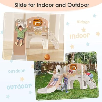 9 in 1 Toddler Slide, Kid Slide for Toddlers Age 1-3 with Ring Toss