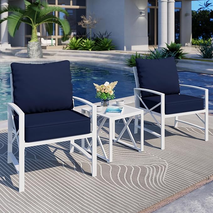  Modern Outdoor Metal Chair Conversation Furniture Set with Coffee Table for Patio