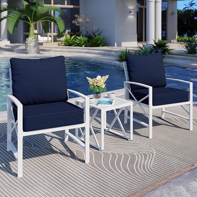  Modern Outdoor Metal Chair Conversation Furniture Set with Coffee Table for Patio