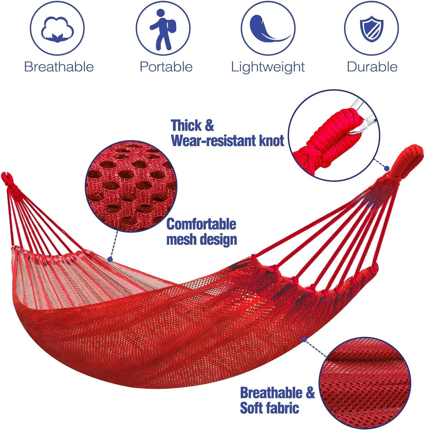 Camping Hammock Breathable Fabric Hammock with Tree Straps for Hanging Durable Hammock Up to 450lbs Portable Hammock with Travel Bag,Perfect for Garden Outdoor/Indoor Patio Backyard