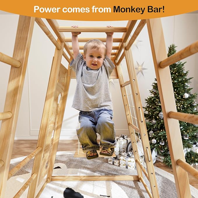 Indoor Jungle Gym for Kids 2-6yrs, Upgraded 8-in-1 Climbing Toy