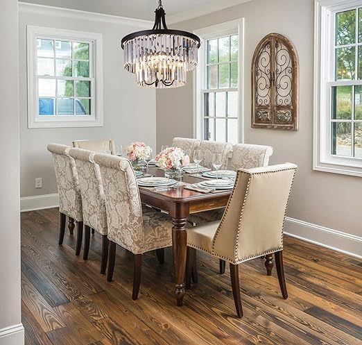 Crystal Chandelier, Modern 5 Light Foyer Chandeliers, Hanging Black Pendant Lights with Prism Crystal Shades, Farmhouse Ceiling Lighting Fixture for Kitchen Island, Dining Living Room, Bedroom