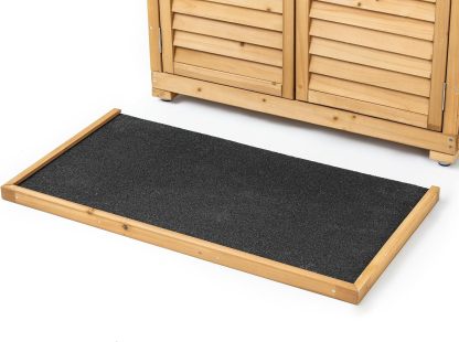 Outdoor Storage Cabinet with 3 Shelves, Wooden Garden Shed with Double Doors& Waterproof Roof, Outside Utility Tall Tool Organizer for Garden Farm Backyard