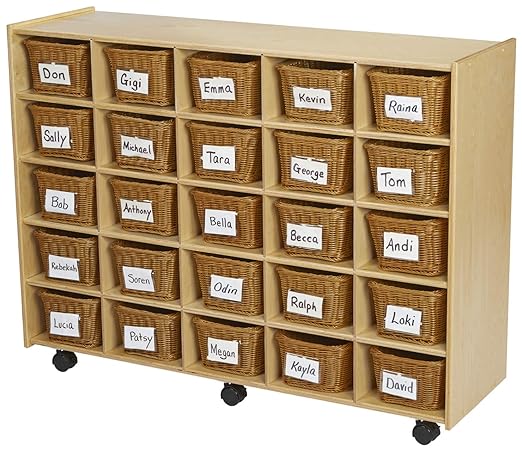 Mobile Cubby Unit with Locking Casters, 47-3/4 x 14-1/4 x 36 Inches