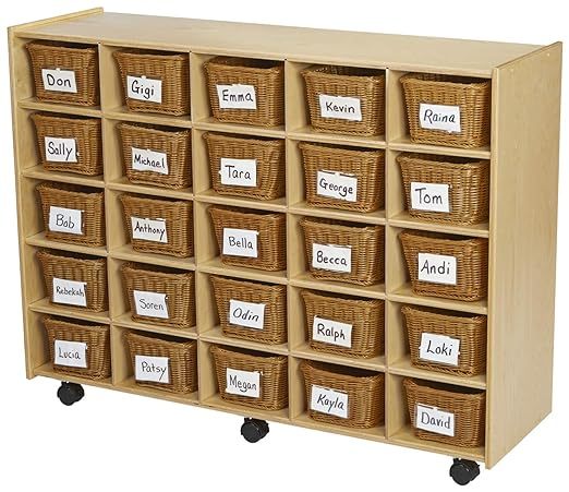 Mobile Cubby Unit with Locking Casters, 47-3/4 x 14-1/4 x 36 Inches