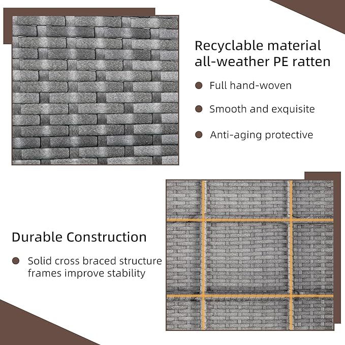 Outdoor Wicker Patio Conversation Furniture Set with Cushions and Tempered Glass Tabletop