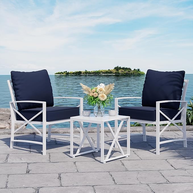  Modern Outdoor Metal Chair Conversation Furniture Set with Coffee Table for Patio