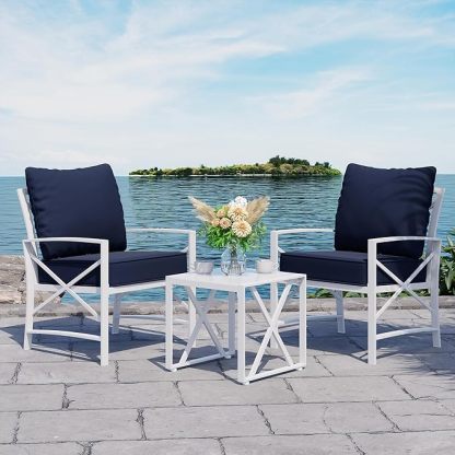  Modern Outdoor Metal Chair Conversation Furniture Set with Coffee Table for Patio