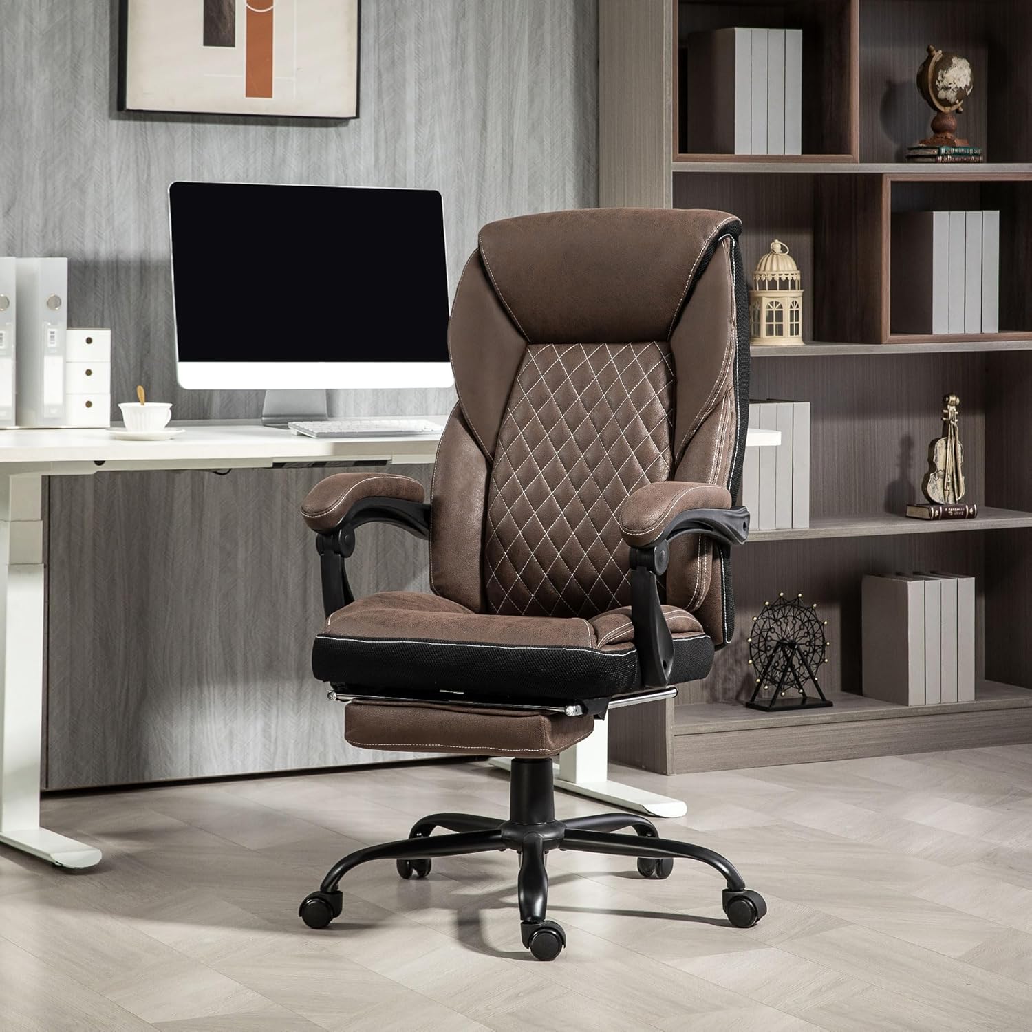 Reclining Swivel Chair with High Back and Adjustable Height
