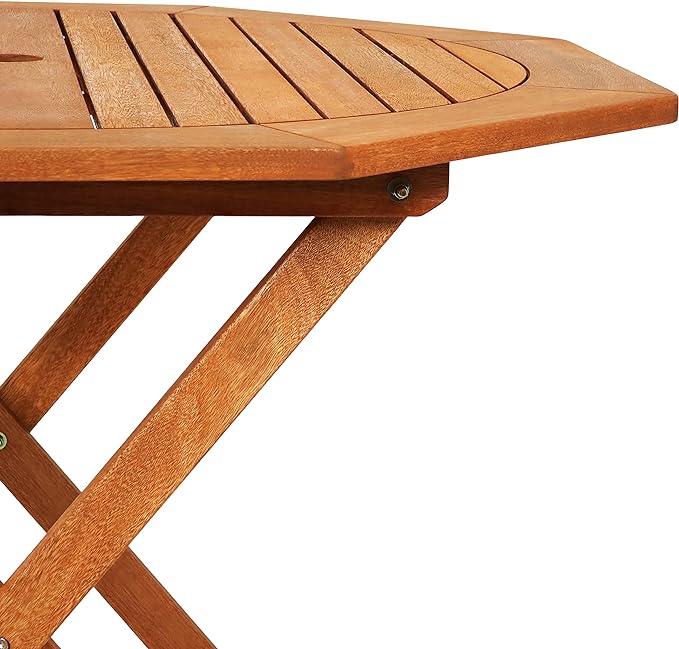 Wood Octagon Outdoor Folding Patio Table - Teak Oil Finish