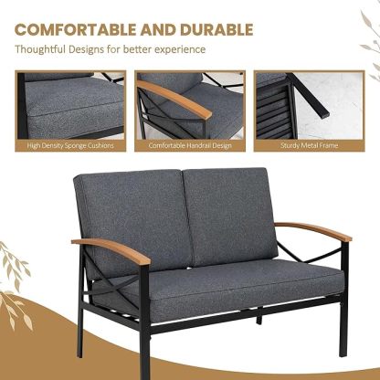 5 Piece Outdoor Patio Furniture Set, Metal Sofa Conversation Set