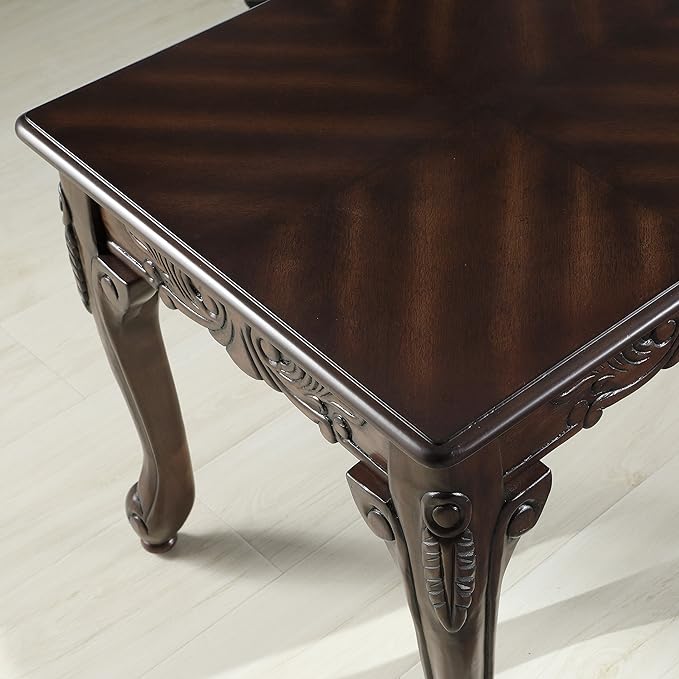 Traditional Ornate Detailing Wood Coffee Table, Dark Cherry