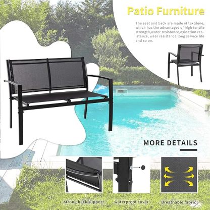 4 Pieces Patio Furniture Set All Weather Textile Fabric Outdoor Conversation Set