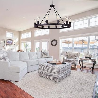 Farmhouse Black Chandelier,12 Lights Wagon Wheel Large Chandeliers for Kitchen Island,Hanging Modern Farmhouse Pendant Ceiling Lighting