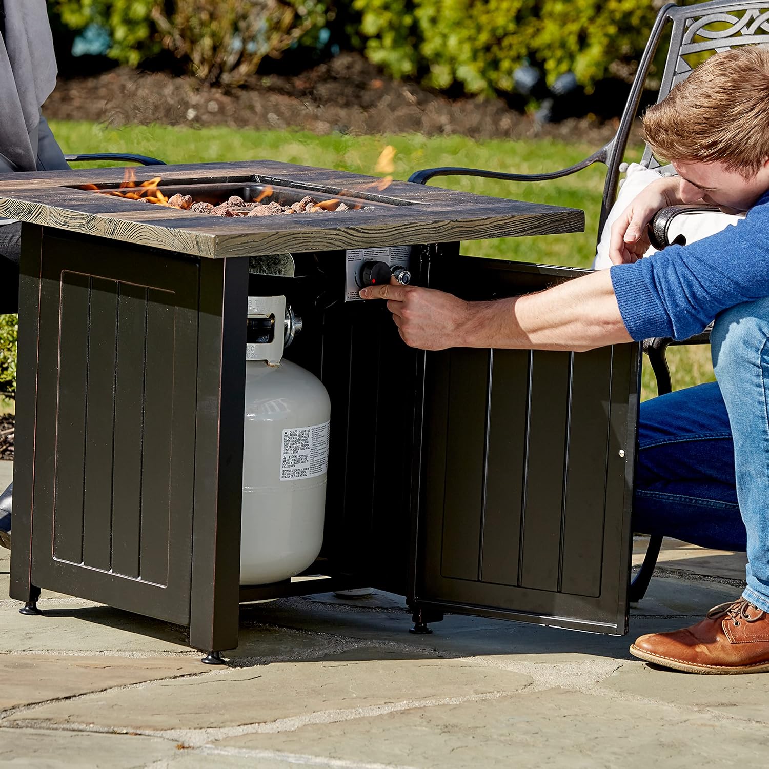 Brown 28” Square Gas Fire Table