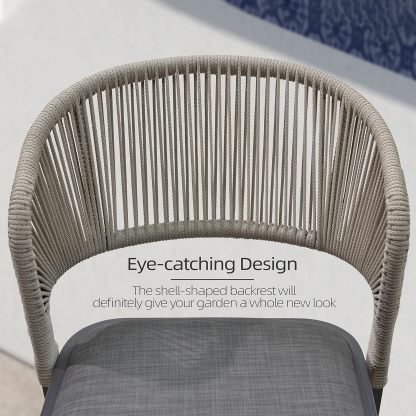 Counter Height Bar Stool Set of 2 Modern Aluminum Rattan Wicker Outdoor Barstools