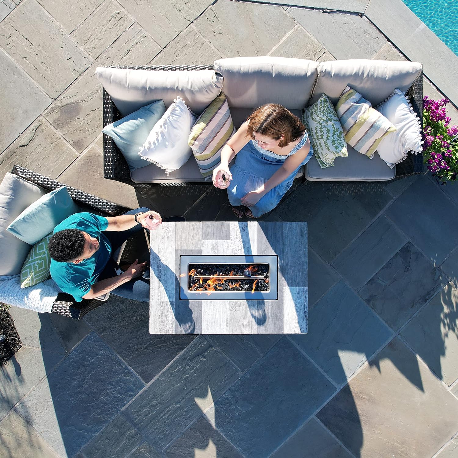 Gray 40x28” Rectangular Gas Fire Table