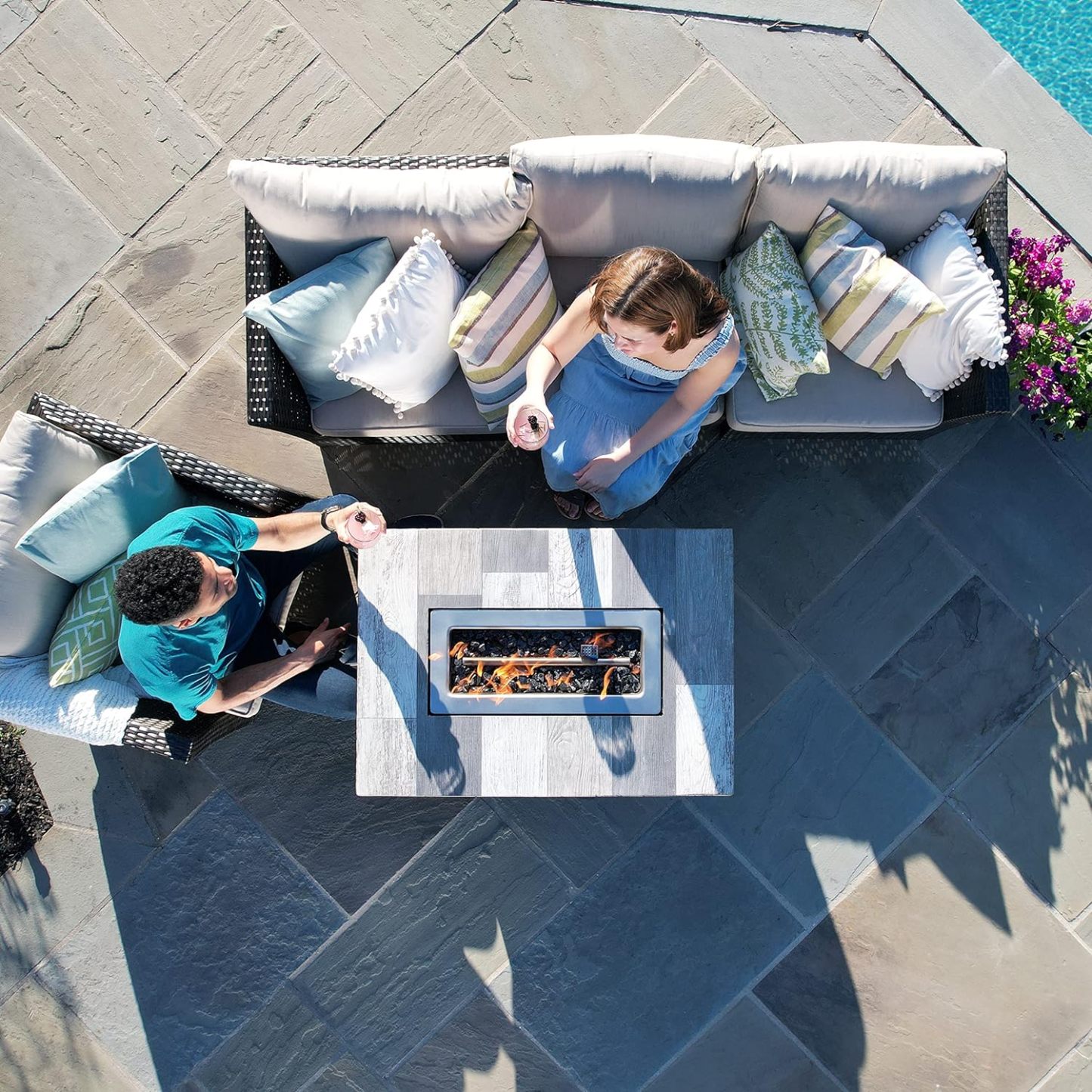 Gray 40x28” Rectangular Gas Fire Table