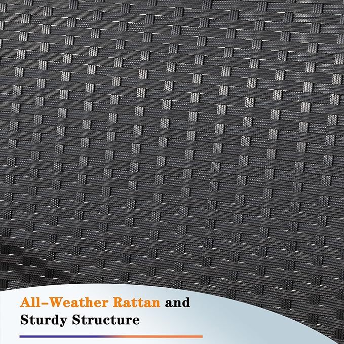 3 Pieces Outdoor Patio Furniture Set, Modern Wicker Bistro Set