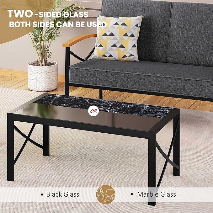 5 Piece Outdoor Patio Furniture Set, Metal Sofa Conversation Set