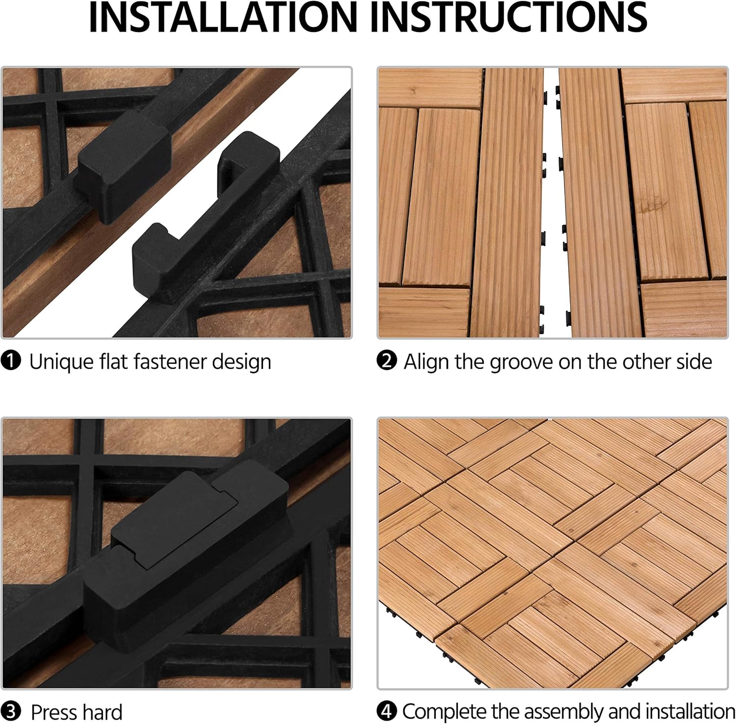 27PCS Natural Wood Deck Tiles