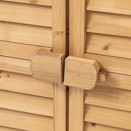 Outdoor Storage Cabinet with 3 Shelves, Wooden Garden Shed with Double Doors& Waterproof Roof, Outside Utility Tall Tool Organizer for Garden Farm Backyard