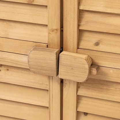 Outdoor Storage Cabinet with 3 Shelves, Wooden Garden Shed with Double Doors& Waterproof Roof, Outside Utility Tall Tool Organizer for Garden Farm Backyard