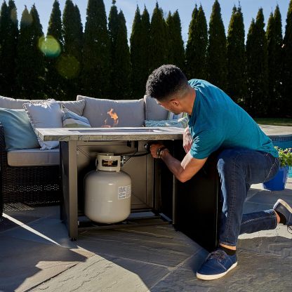 Gray 40x28” Rectangular Gas Fire Table