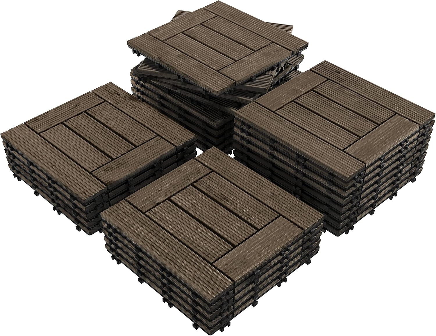  Interlocking Tiles Patio Solid Wood and Plastic Indoor&Outdoor 