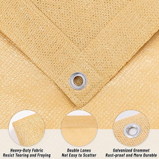 Durable 8x12 FT Outdoor Sun Shade Cloth 95% UV Protection Pergola Shade Cover HDPE Material Breathable Shade Fabric with Grommets for Patio Porch Pergola,Sand(We Customized)