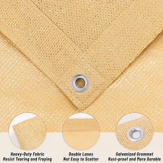 Durable 8x12 FT Outdoor Sun Shade Cloth 95% UV Protection Pergola Shade Cover HDPE Material Breathable Shade Fabric with Grommets for Patio Porch Pergola,Sand(We Customized)