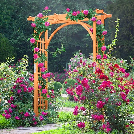 85in Wooden Garden Trellis Horticulture Garden Arch Arbor for Climbing Planting Plant Stand in Garden Yard Outdoor, Brown