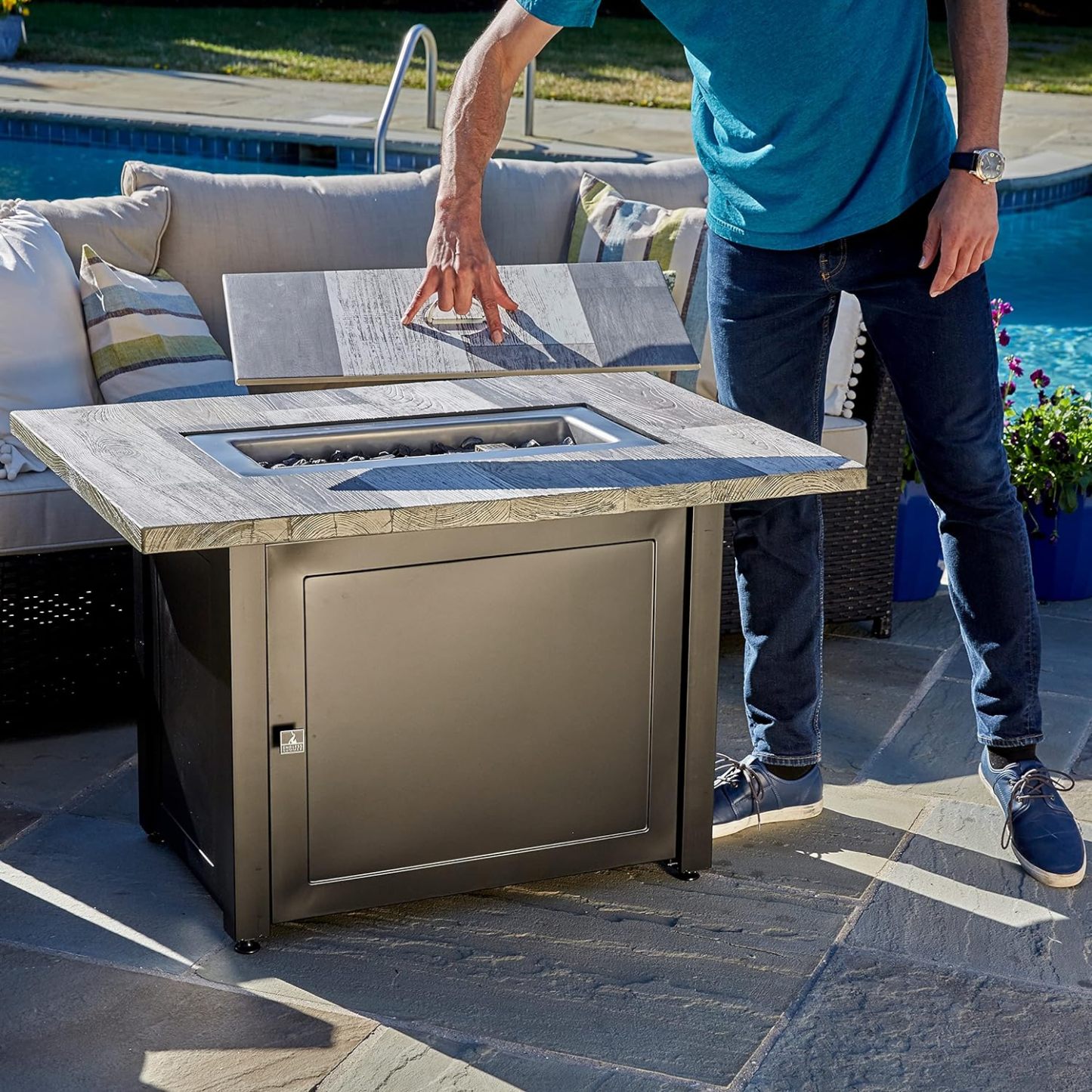 Gray 40x28” Rectangular Gas Fire Table